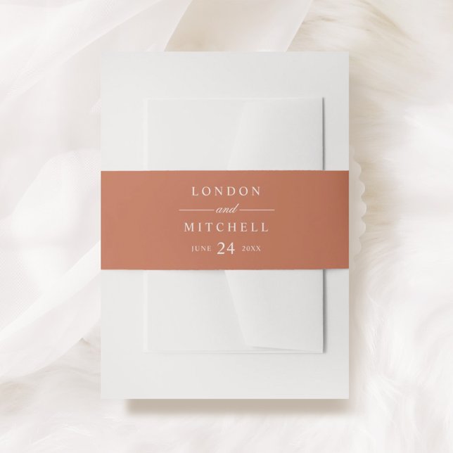 Classic Elegant Terracotta Orange Wedding Monogram Einladungsbanderole (Von Creator hochgeladen)