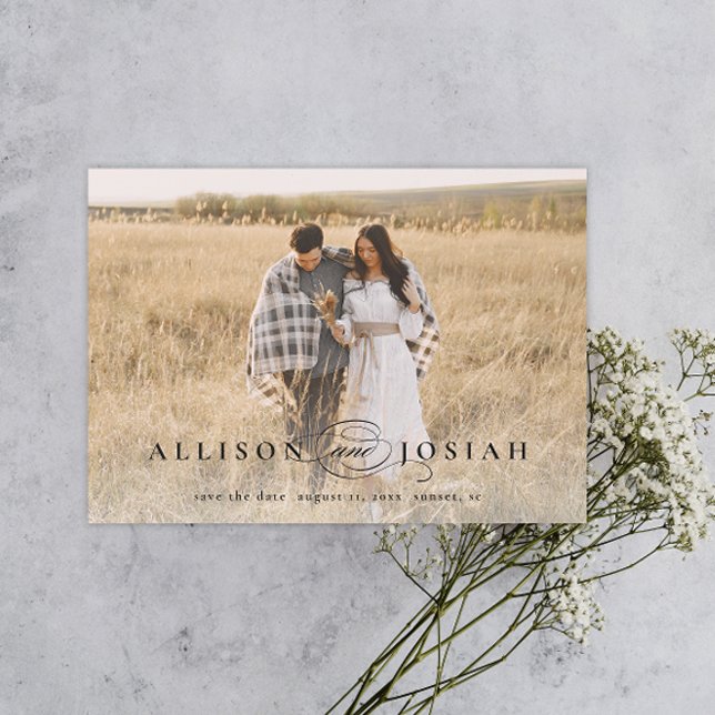 Classic Elegant Typografy Names Foto Wedding Sav Magneteinladung (Von Creator hochgeladen)