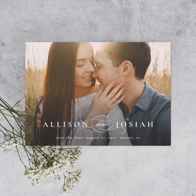 Classic Elegant Typografy Names Foto Wedding Sav Magneteinladung (Von Creator hochgeladen)