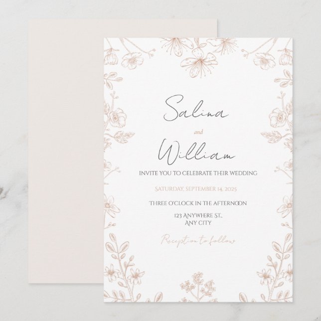 Classic Elegant Wedding Invitation | Timeless  Einladung (Vorne/Hinten)