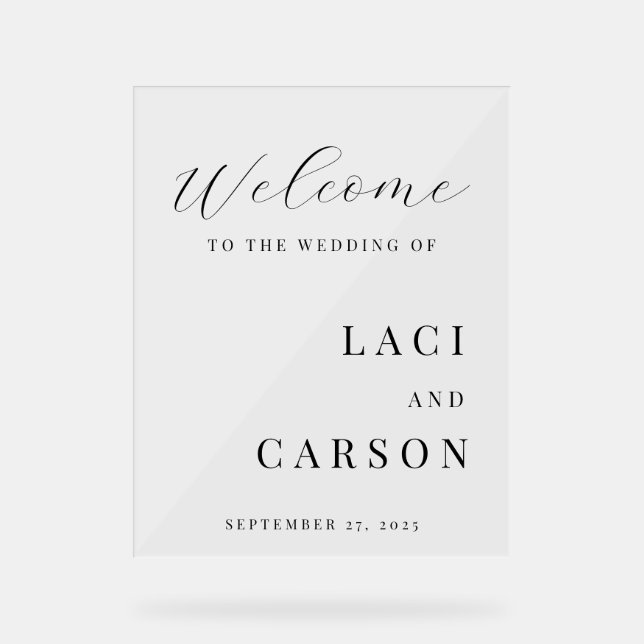 Classic Elegant Welcome Wedding Sign – Timeless  Acrylschild (Vorderseite)