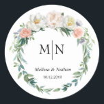 Classic Elegant Wreath Wedding Monogram Stickers<br><div class="desc">Classic Elegant Wreath Wedding Monogram Stickers</div>