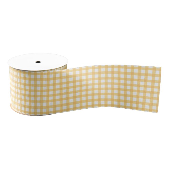 Classic Elegant Yellow Gingham Pattern Ripsband (Spule)
