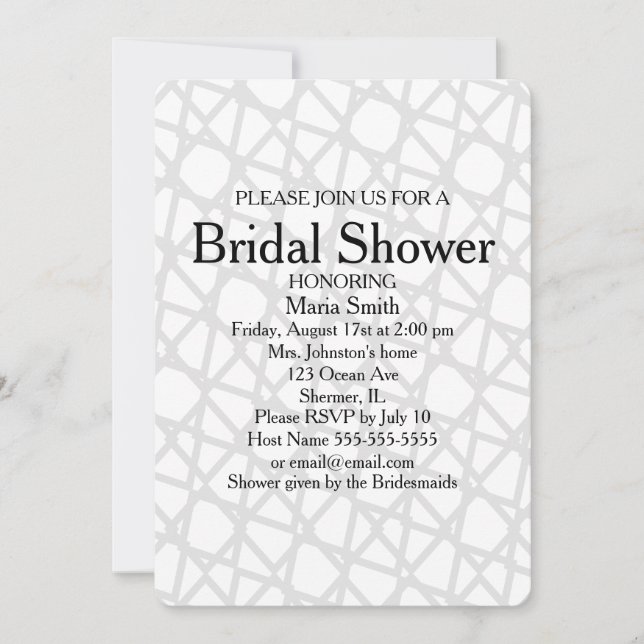 Classic Elegante Abstrakt Bridal Dusche Einladung (Vorderseite)