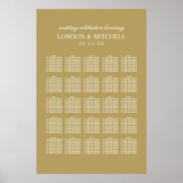 Classic Elegante Antique Gold Wedding Seating Poster