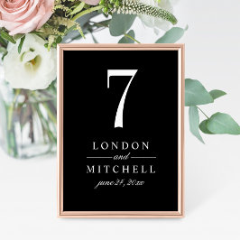 Classic Elegante Black Wedding Tischnummer
