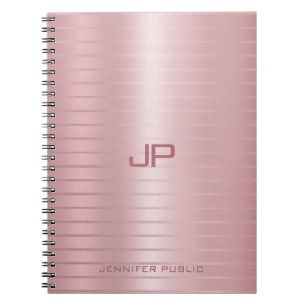 Classic Elegante Rose Gold Monogram Template Notizblock