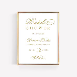 Classic Elegantes antikes Gold Wedding Brautparty Poster