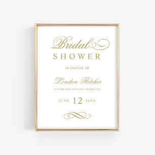 Classic Elegantes antikes Gold Wedding Brautparty Poster