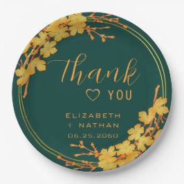 Classic Emerald Green & Gold Wedding Vielen Dank Pappteller