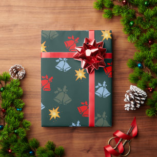 Classic Emerald Green Jingle Bell Star Weihnachten Geschenkpapier