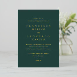 Classic Emerald Green Simple Wedding Folieneinladung