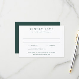 Classic Emerald Green Simple Wedding RSVP Karte