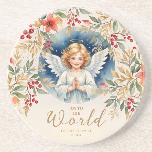 Classic Exquisite Christmas Victorian Angel Xmas Getränkeuntersetzer (Vorne)