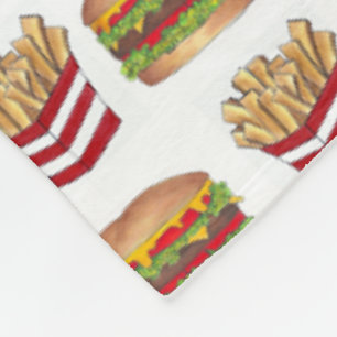 Classic Fast Food Pairing Burger und French Fries Fleecedecke