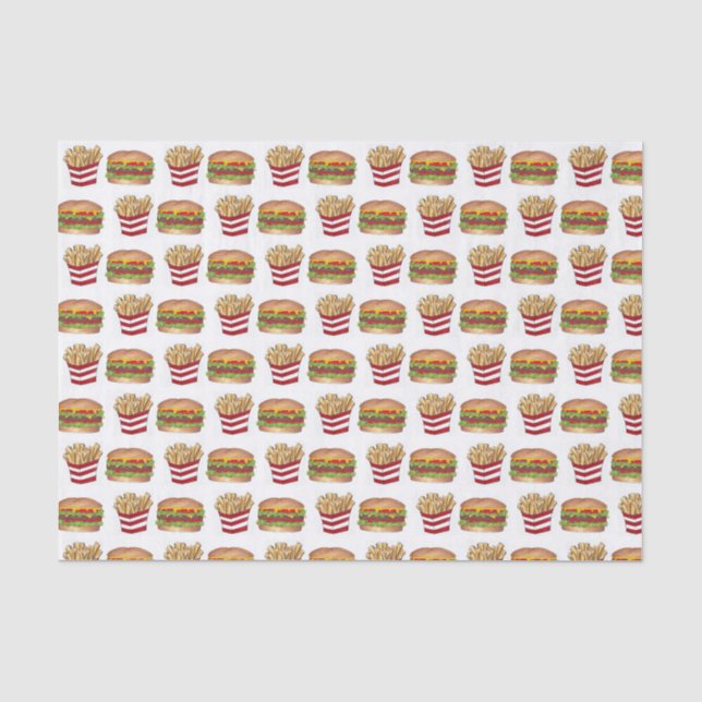 Classic Fast Food Pairing Burger und French Fries Seidenpapier (Vorderseite)