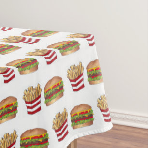 Classic Fast Food Pairing Burger und French Fries Tischdecke