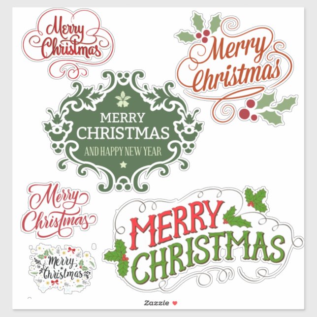 Classic Festive Merry Christmas Sticker Pack (Blatt)
