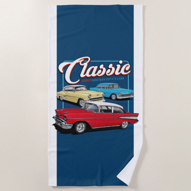 Classic Fifties Cars Strandtuch (Vorderseite)