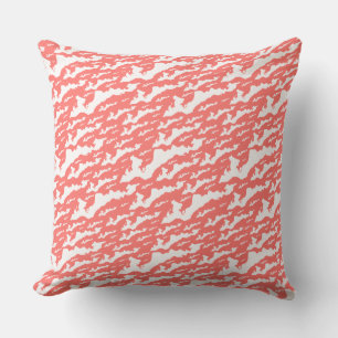 Classic Fishers Island Logo Pillow - White + Coral Kissen