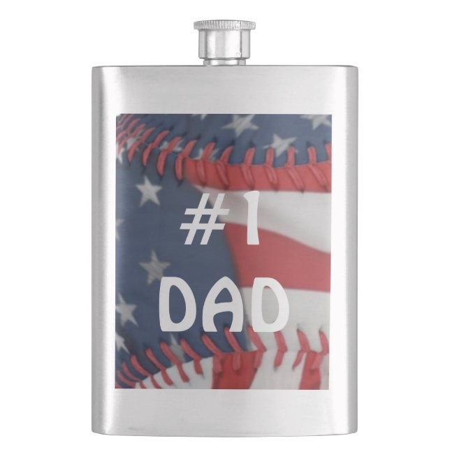 Classic Flask/American Flag Baseball #1 Vater Flachmann (Vorderseite)
