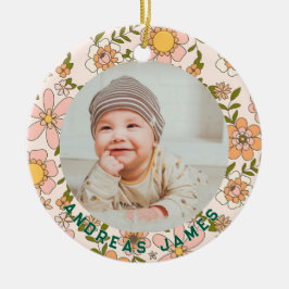 Classic Floral Baby's First Christmas Ornament