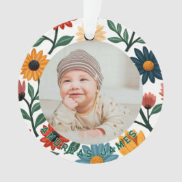Classic Floral Baby's First Christmas Ornament