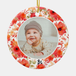 Classic Floral Frame Baby's First Christmas  Keramik Ornament