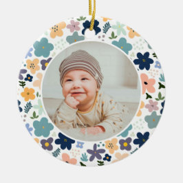 Classic Floral Frame Baby's First Christmas  Keramik Ornament
