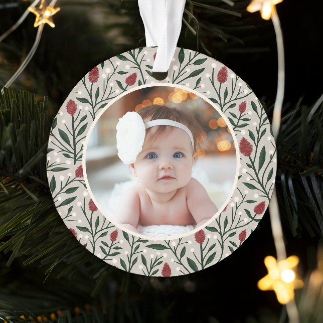 Classic Floral Frame Baby's First Christmas Ornament (Von Creator hochgeladen)