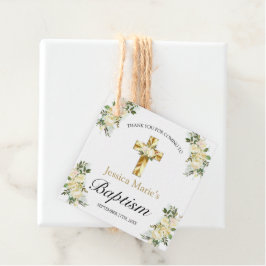Classic Floral Gold Cross Taufe Vielen Dank Geschenkanhänger