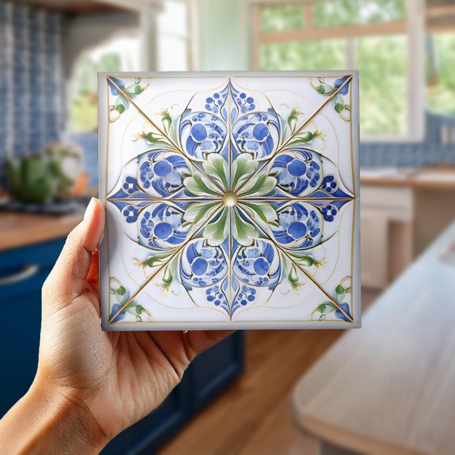 Classic Floral Tile Pat#13 Blue Green ID1078 Fliese (Von Creator hochgeladen)