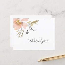 Classic Floral Watercolor Script Danke Karte