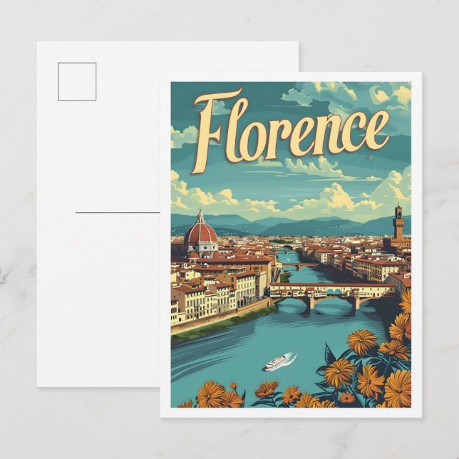 Classic Florenz Italien Retro Vintage Travel Postkarte (Vorne/Hinten)