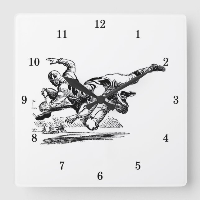 Classic Football Wall Clock Quadratische Wanduhr (Vorderseite)