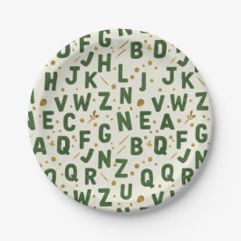 Classic Forest Green Alphabet Pappteller