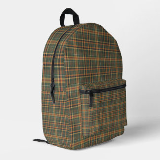 Classic Forest Green Tartan Plaid Pattern Bedruckter Rucksack