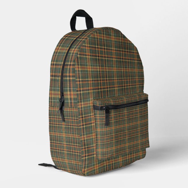 Classic Forest Green Tartan Plaid Pattern Bedruckter Rucksack (Rückseitige Ecke links)