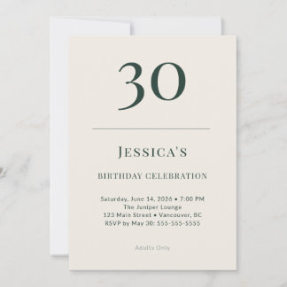 Classic Forest & Linen 30th Birthday Celebration Einladung