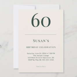 Classic Forest & Linen 60th Birthday Celebration Einladung
