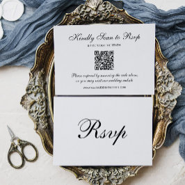 Classic Formal Black and White | QR Code Wedding RSVP Karte