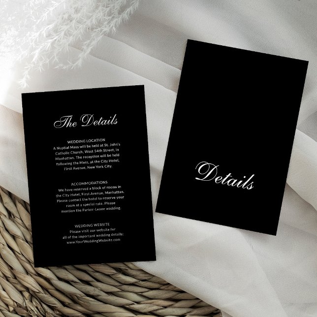 Classic Formal Black | Wedding Guest Details Begleitkarte (Von Creator hochgeladen)