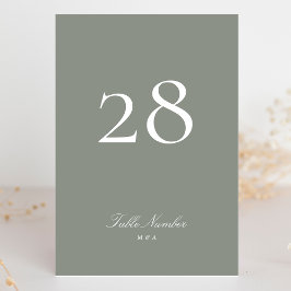 Classic Formal Calligraphy Gray Green Wedding Tischnummer
