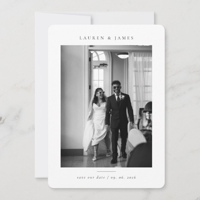Classic Formal Wedding Photo Save the Date (Vorderseite)