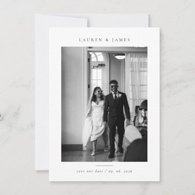Classic Formal Wedding Photo Save the Date (Devant)