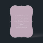 Classic formale Dusty Lilac Unique Form Wedding Einladung<br><div class="desc">Classic formale einzigartige Form Hochzeitseinladung in Dusty Lilac Lila</div>