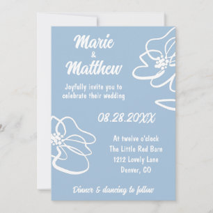 Classic Foto French Blue Floral Wedding Einladung