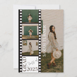 Classic Foto Strip 2025 Chic Graduation Party Einladung