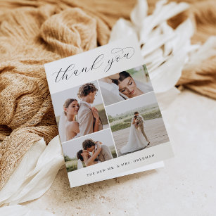 Classic Four   Multi Photo Wedding Folded Dankeskarte