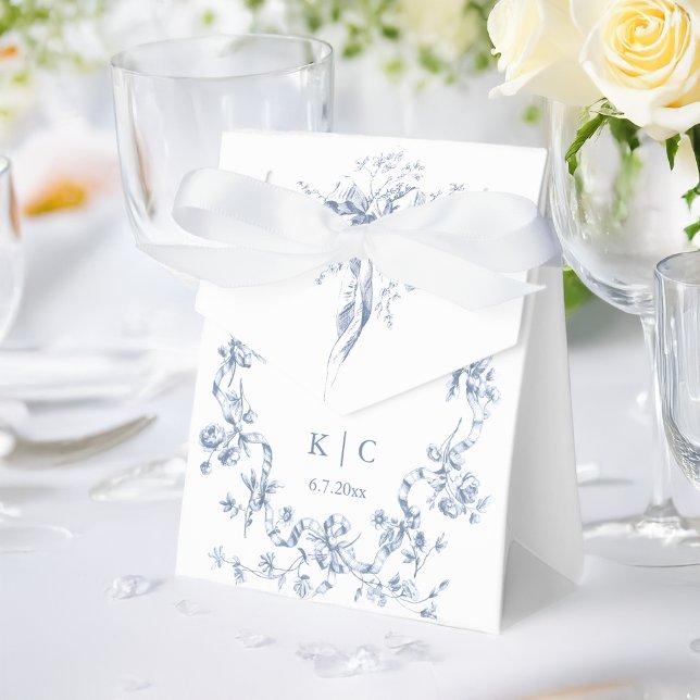 Classic French Blue Flowers & Ribbons Wedding Geschenkschachtel (Von Creator hochgeladen)